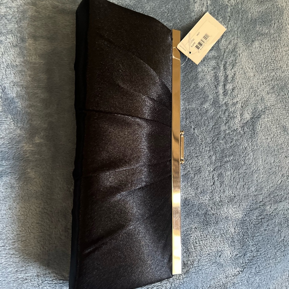 Jessica McClintock Womens Blaire Navy Satin Frame Evening Clutch Bag Purse - Picture 4 of 8